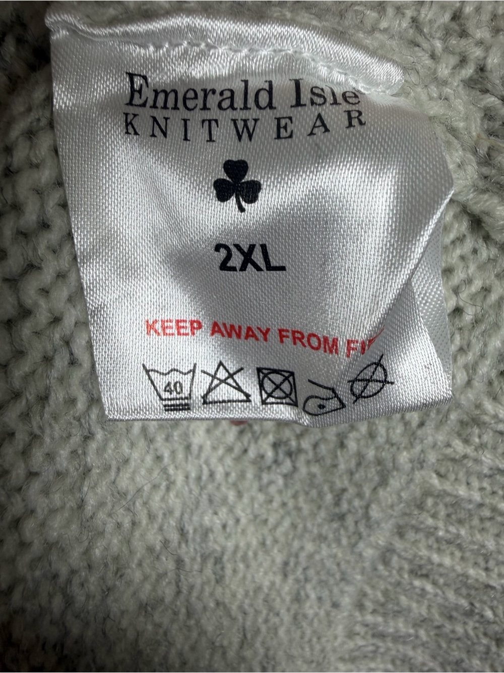 Emerald Isle Galway Mens 2XL Wool Blend Fisherman Sweater Gray Irish Grandpacore - Picture 9 of 12